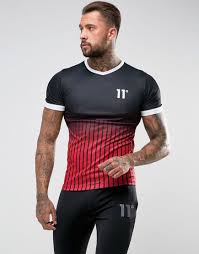 11 Degrees T Shirt In Black With Burgundy Fade Black T Shirt Mens Tshirts Mens Shirts