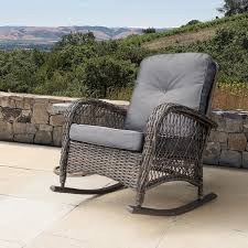 Corvus Salerno Outdoor Wicker Rocking Chair With Cushions Wicker Rocking Chair Outdoor Wicker Rocking Chairs Patio Rocking Chairs