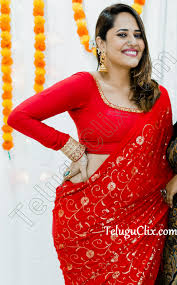 Anasuya in Red Saree Latest New HD HQ Photos Pics Stills