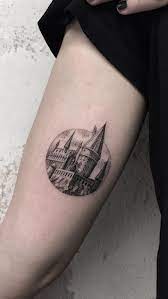 Architecture Inspired Tattoo C Tattoo Artist Serge Tattoer Sleevetattoos Harry Potter Tattoos Hogwarts Tattoo Hp Tattoo