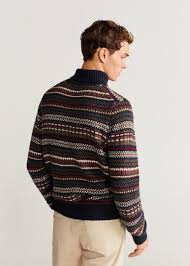 Kilim Desenli Erkek Kazak Erkek Modasi Mango Sonbahar Kis