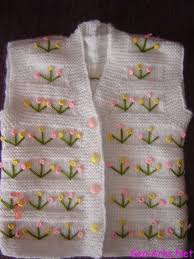 Renkli Cicek Islemeli Yelek Tarifi Kadinlarin Sayfasi Baby Knitting Patterns Bebek Yelek Orgu