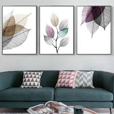 Scandinavian Abstract Transparent Leaves Canvas Paintings Leaf Poster Print Wall Art Pictures For Living Room Kitchen Home Decor Fotos Para Sala De Estar Lona De Parede Decoracao Sala Quadros