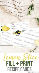 How to type and print free recipe cards. Watercolor Lemon Recipe Cards Edit And Print
