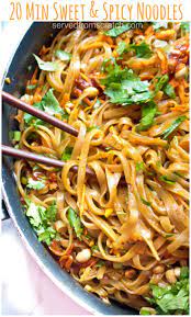 20 Minute Sweet And Spicy Noodles Recipe Pasta Dishes Food Recipes Vegetarian Recipes