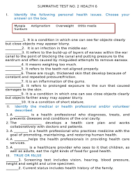 If people consider the numerous dangers to their health that smoking can cause, they may think twice about. Summative Test No 2 Health 6 Pdf