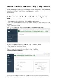 How to check jamb admission status on caps checker portal 2021. Jamb Caps Admission Checker How To Check Your Jamb Caps Admission Status By Charles Godwin Issuu
