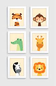 Safari Animal Nursery Set Cute Nursery Prints Art Wall Kids Nursery Wall Art Baby Room Art