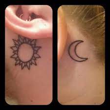 Sun And Moon Tattoos Behind Each Of My Ears Moon Tattoo Tattoos Ear Tattoo Ideas