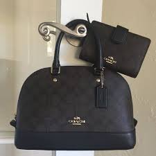 Black And Brown Coach Purse Coach F37232 Signature Mini Sierra Satchel Wallet Set Brown Black Coach Satchel Cheap Coach Bags Coach Bags Bags