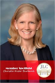 ✨✨Member Spotlight✨✨ Christie Kizer Burbank Member Status: Sustainer  Occupation: Health Care Regulatory Attorney with Rainey, Kizer, Reviere &  Bell Family: Husband Brice Burbank and Children Beatrix (9) and Kizer (4),  plus Dogs