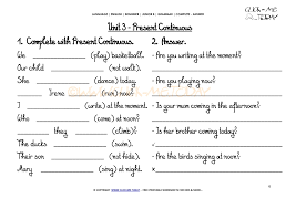 Hundreds of free english grammar exercises/worksheets for teachers and students: Free Printable Grammar Worksheet C A Present Continuous U3
