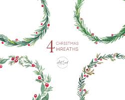 Christmas Wreath Clipart Watercolor Winter Clipart Holiday Etsy Christmas Wreath Clipart Holiday Clipart Clip Art