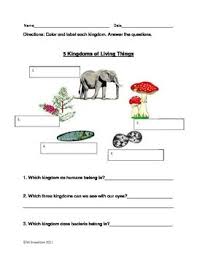 Students Use This Worksheet To Identify The Five Kingdoms And Answer Corresponding Questions About The Kingdoms Worksheets Kingdom Life