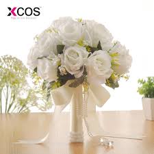 Image in flowers collection by miss feminine sabam. Xcos Artificial White Flower Bouquet Wedding Bouquet De Mariage Handmade Leaves Pearl Flowers Bridesmaid Wedding Bouquets Buy At The Price Of 12 60 In Aliexpress Com Imall Com