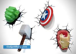 Avengers 3d Wall Art Nightlights Avengers Bedroom Decor Avengers Room Avengers Wall Lights