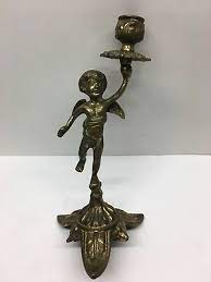 Antique brass cherub candle holder. Vintage Brass Bronze Metal Cherub Candlestick Holder Ebay