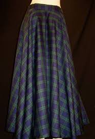 Black Watch Circle Skirt Side Pocketblack Green Blue Plaid Tea Length Skirt Circle Skirt Prom Skirt