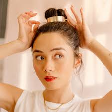 Brass Top Knot Hairpin, Modern Hair Slide, Metal Hair Accessory, Minimal  Brass Hair Pin, Messy Bun Cover