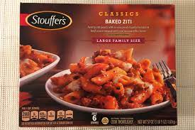 Baked ziti is an easy cheesy pasta dish made with ziti noodles layered and baked in a hearty meat sauce and gooey cheese mixture. Stouffer S Large Family Size Baked Ziti Review Freezer Meal Frenzy