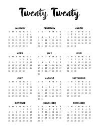 Free 2020 Calendar Printable One Page Lovely Planner Calendar Printables Free Calendar Bullet Journal Year At A Glance