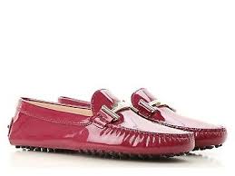 Tods Womens Moccasins In Dark Pink Patent Leather With Buckle Size Us 5 It 35 Ebay