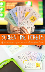 Incentive Screen Time Tickets Screen Time Tickets Kids Rewards Screen Time