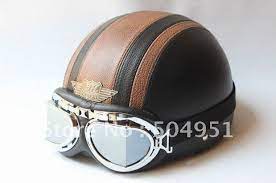 Black Motorcycle Racing Leather Half Helmet With Goggles Open Face Motorcycle Helmets Helmet Black Motorcycle