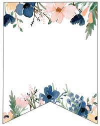 This navy floral alphabet banner printable is perfect to create birthday party signs, nursery signs or well wishes. Blue Pink Floral Banner Letters Free Printable Paper Trail Design Floral Banners Birthday Banner Free Printable Happy Birthday Banner Printable