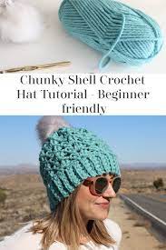 Chunky Shell Crochet Hat Pattern Video Tutorial Chunky Yarn Crochet Crochet Hat Tutorial Crochet Hats Free Pattern