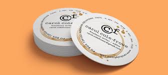 These rounded corner business cards are printed in the standard 2 x 3.5 dimensions on a 14 pt. Circle Business Cards Gold Image Printing