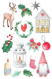 Watercolor Christmas Clipart Scandinavian Gnome Deer Etsy In 2020 Christmas Watercolor Christmas Drawing Christmas Clipart