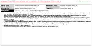 Resume examples see perfect resume samples that get jobs. Quality Control Inspector Resume Sample