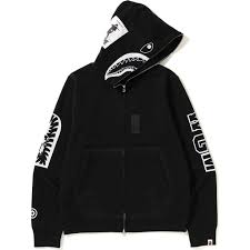 Bape Military Shark Full Zip Hoodie Black Bape Cloth Black Bape Hoodie Bape Hoodie Bape Jacket