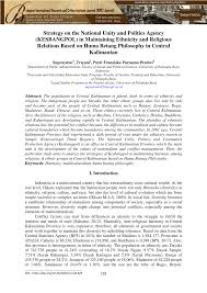 Pdf Strategy On The National Unity And Politics Agency Kesbangpol In Maintaining Ethnicity And Religious Relations Based On Huma Betang Philosophy In Central Kalimantan