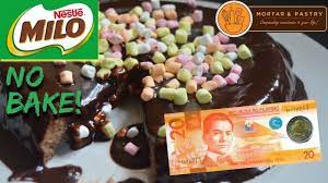 30 Pesos No Bake Milo Cake How To Make 3 Ingredient Flourless Cake Ep 12 Mortar Pastry Youtube Milo Cake Flourless Cake Cake Baking Recipes