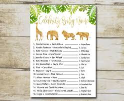 Gold Safari Baby Shower Game Celebrity Baby Names Game Etsy Gold Safari Baby Shower Safari Baby Shower Baby Name Game