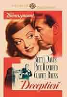 Amazon.com: Deception (1946) : Irving Rapper, Bette Davis, Paul Henreid,  Claude Rains, John Collier, Joseph Than, Louis Verneuil, Henry Blanke:  Movies & TV