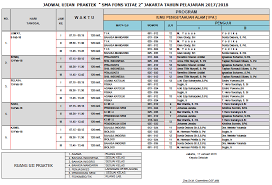 Download naskah praktek ujian sd kelas vi tahun 2018 link. Jadwal Ujian Praktek Sma Fons Vitae 2 Marsudirini Jakarta