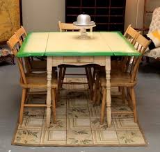 Vintage mochi enamel table with deer! Vintage Green Yellow Enamel Top Dropleaf Table Sold Antique Kitchen Table Vintage Kitchen Table Green Dining Room