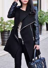 Check spelling or type a new query. Manteau Avec Imitation Simili Cuir Fermeture Eclair Manches Longues Decontracte Femme Vestes Noir Manteaux Hauts
