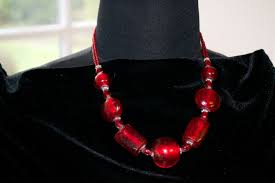 Vintage Necklace Large Red Glass Beads Stunning Statement Etsy Vintage Necklace Vintage Jewelry Red Glass