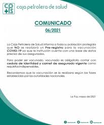 A tal fin, abrió un registro exclusivo para docentes y otro para el resto de la población. Informacion Importante Vacunacion Covid 19 Caja Petrolera De Salud