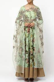Revel in your playful side in this effervescent lime green anarkali design boasting of soft gold shimmer floral motifs. Green Floral Print Anarkali Set Wedding Anarkalis Kylee Fashion