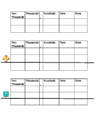 Addition And Subtraction Using Place Value Charts Worksheets