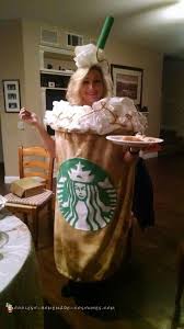 We cut out holes in the sides for arms. Starbuck S Latte Coffee Cup Costume Starbucks Halloween Costume Starbucks Costume Halloween Costume Contest