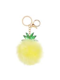 Pineapple Shaped Keychain With Pom Pom Keychain Pineapple Keychain Cute Keychain