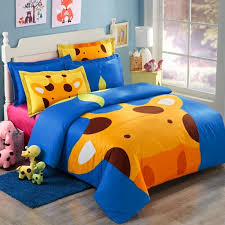 Searching the largest collection of giraffe print bed sets at the cheapest price in tbdress.com. Orange Blue And Brown Cartoon Giraffe Print Jungle Safari Animal Kids And Teen 100 Cotton Twin Full Size Bedding Sets Enjoybedding Com