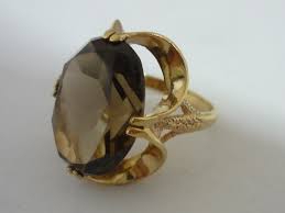 Large Vintage Smoky Quartz 9k Gold Ring By G Tj London Size M Gold Rings Gold Rings