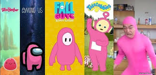 Slime Rancher Among Us Fall Guys Teletubbies Pink Guy Evolution Meme Memezila Com